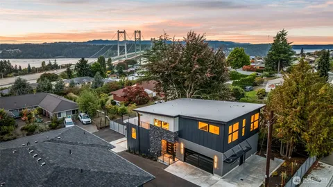 a view of a houses with a city street