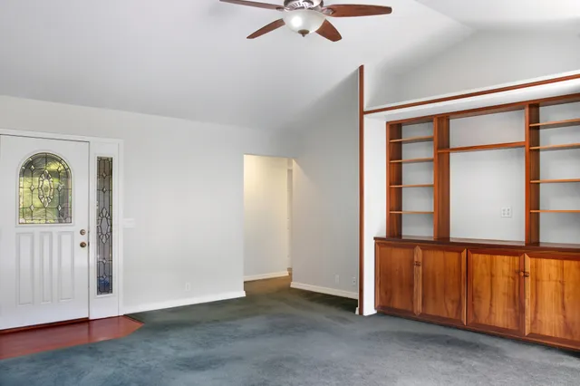 a view of a room with rack on the wall