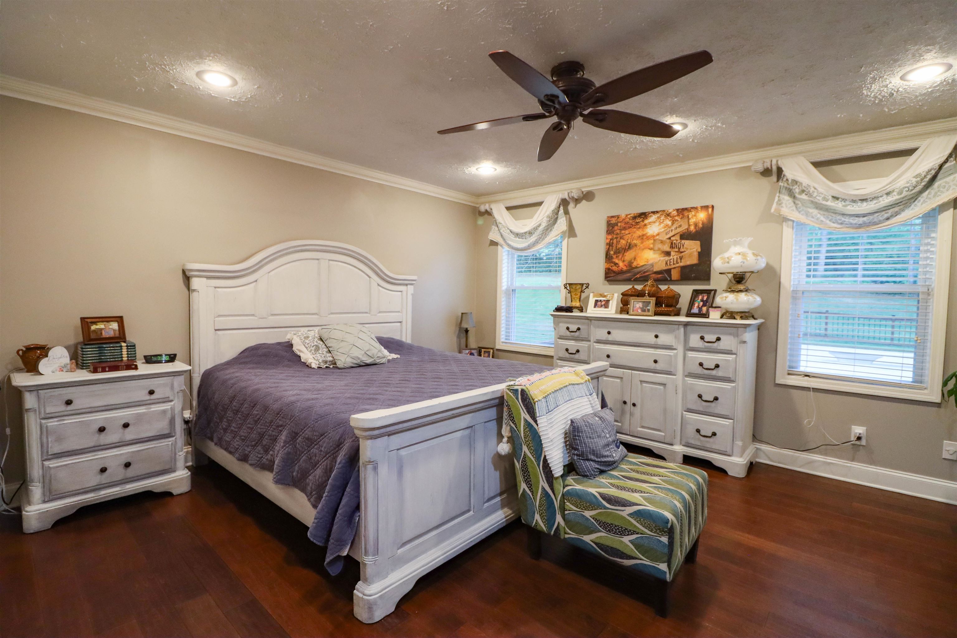 51 Birch Bend Road Halls, TN 38040 - Photo 8 of 29 Bedroom featuring recessed lighting, dark wood finished floors, baseboards, and ornamental molding