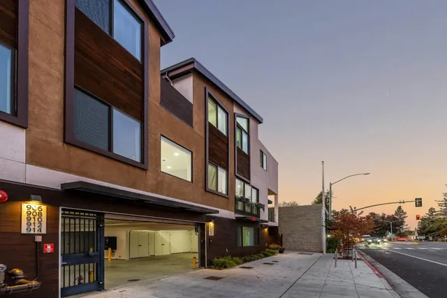a front view of a building with street view