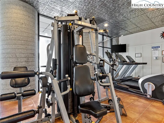 a view of a room with gym equipment