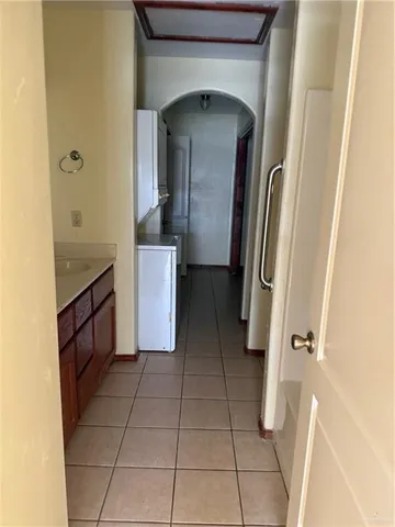 a bathroom with a bath tub