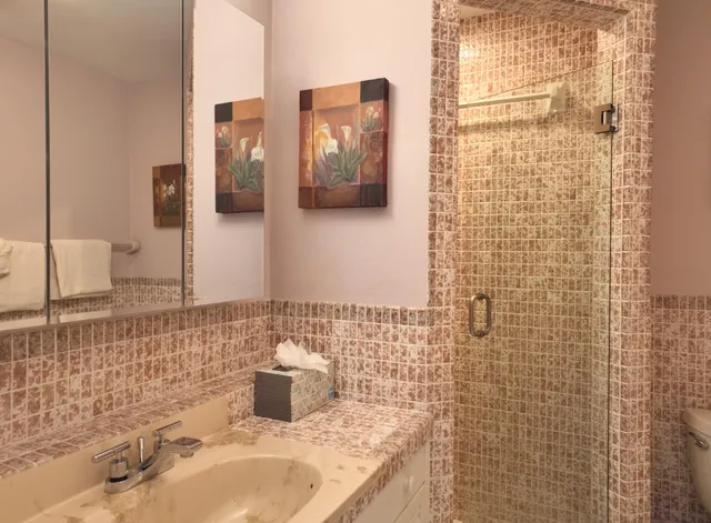 a bathroom with a shower