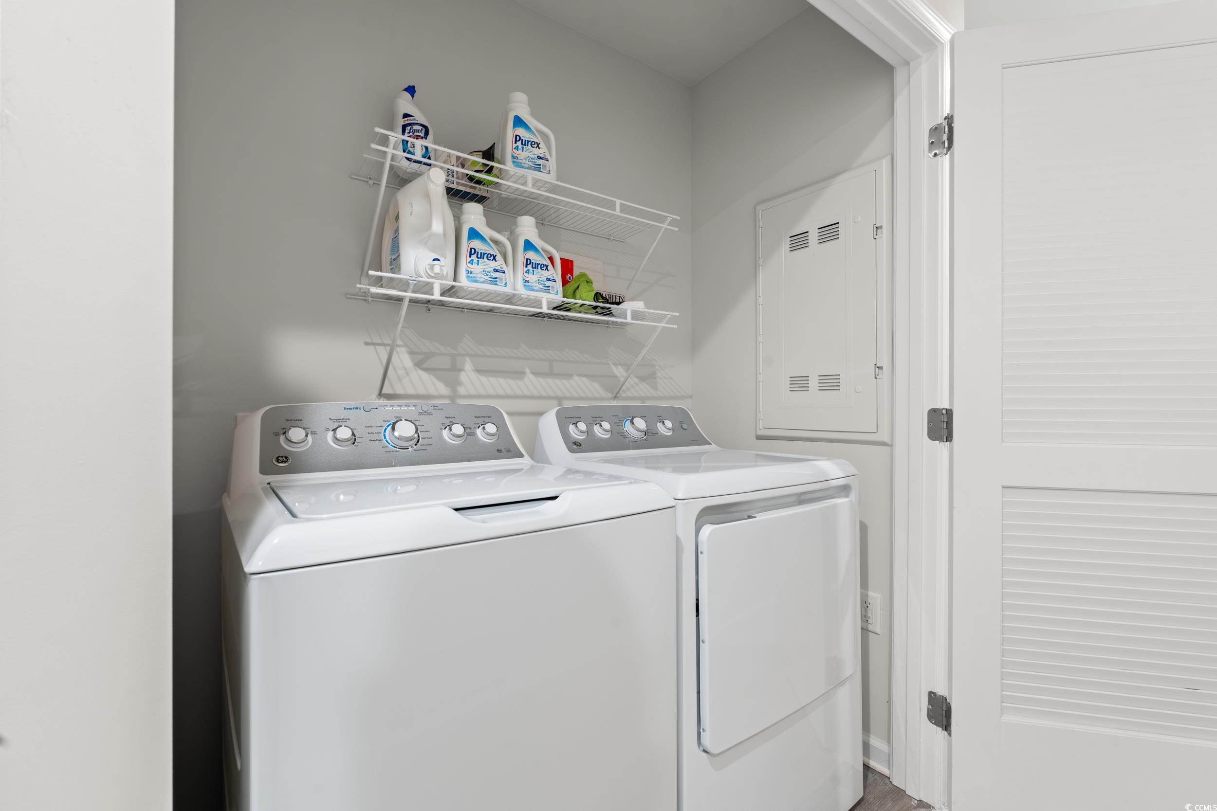 301 Granada Street, Unit D Myrtle Beach, SC 29579 - Photo 22 of 33 Laundry area featuring separate washer and dryer and electric panel