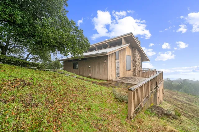 a view of a city with mountains in the background