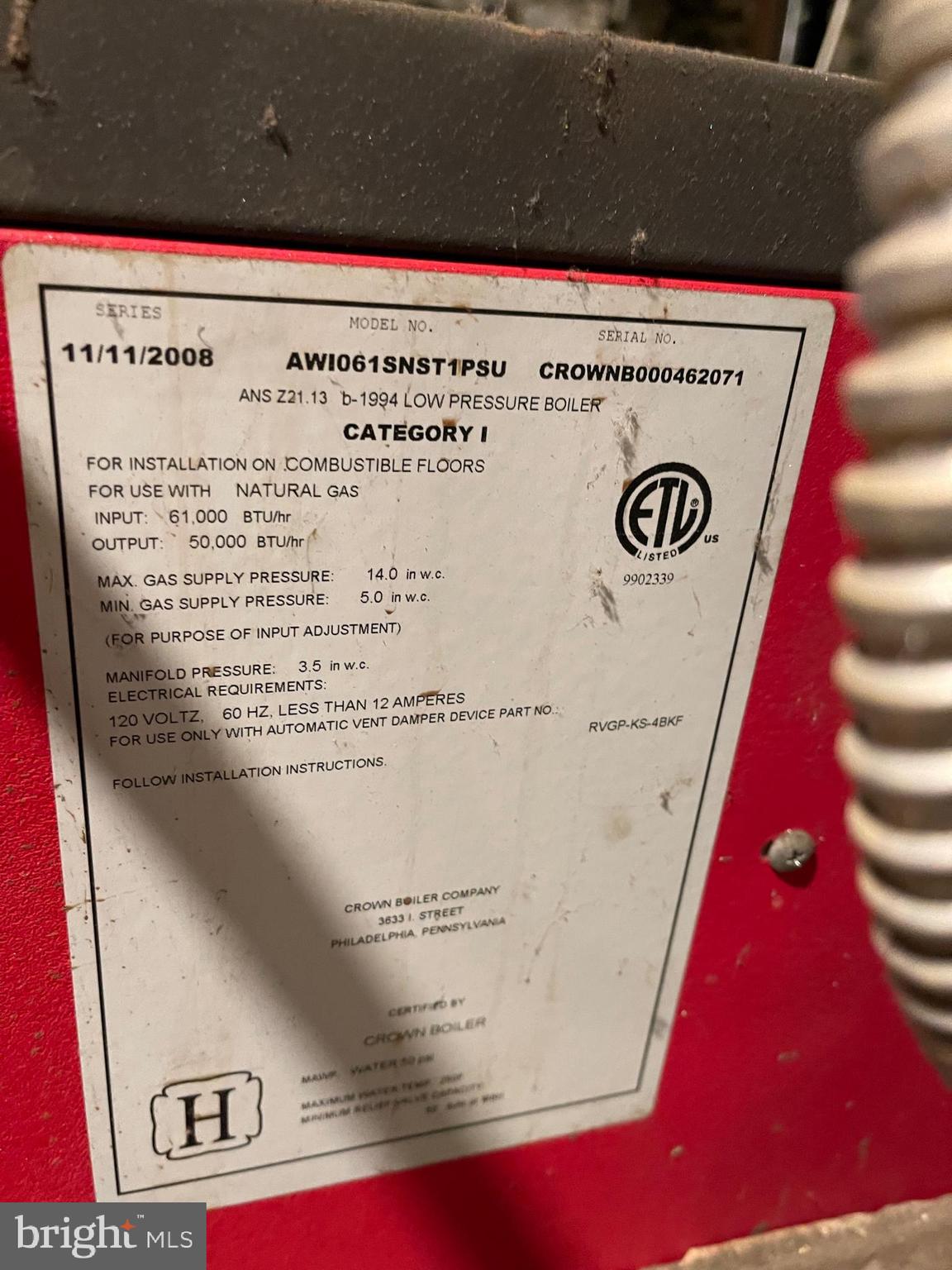 111 Carson Street Philadelphia, PA 19127 - Photo 16 of 17 Heater - Boiler (2008)