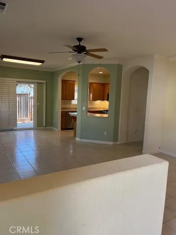 a view of a livingroom with wooden floor