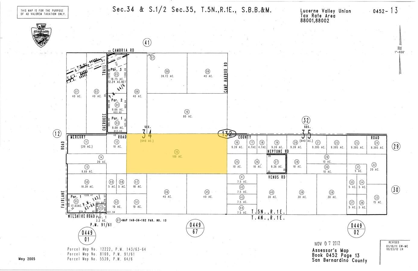 2 Camp Rock Road Lucerne Valley, CA 92356 - Photo 2 of 9 100 ac. Lucerne.jpg parcel map