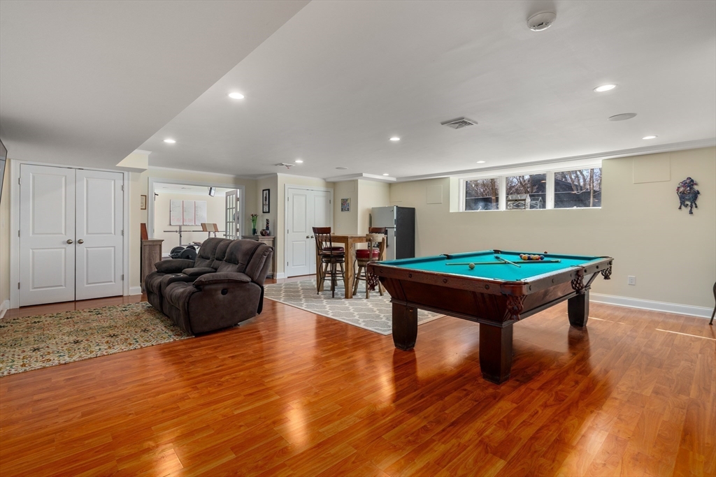 20 Manor Avenue Wellesley, MA 02482 - Photo 31 of 32 a living room with furniture pool table and a wooden floor