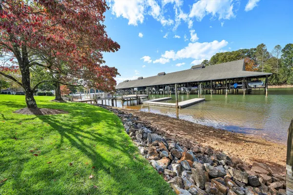 a large building with a yard in front of it