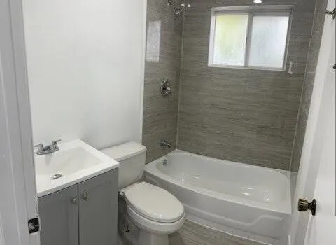 a view of a room that has a window