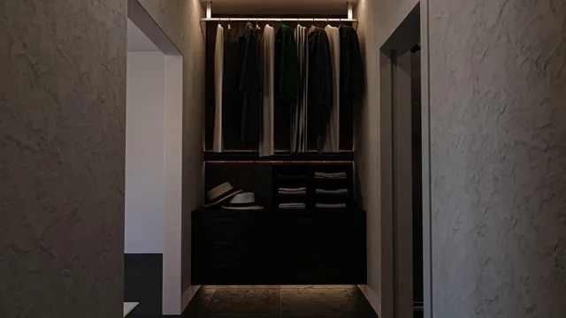 a close view of walk in closet