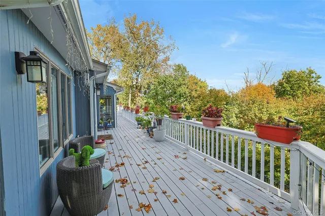 a view of a porch with furniture