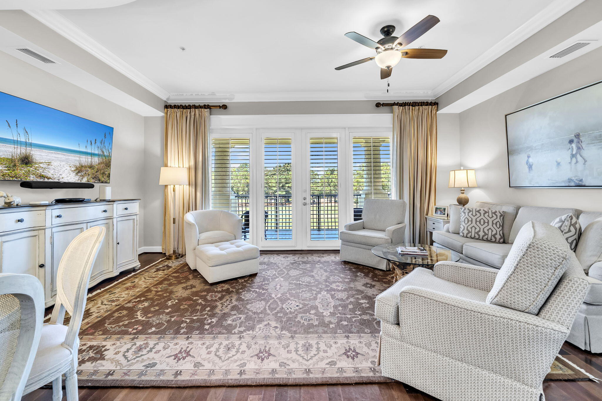 5360 Pine Ridge Lane, Unit 5360 Miramar Beach, FL 32550 - Photo 9 of 44 a living room with furniture and a fireplace