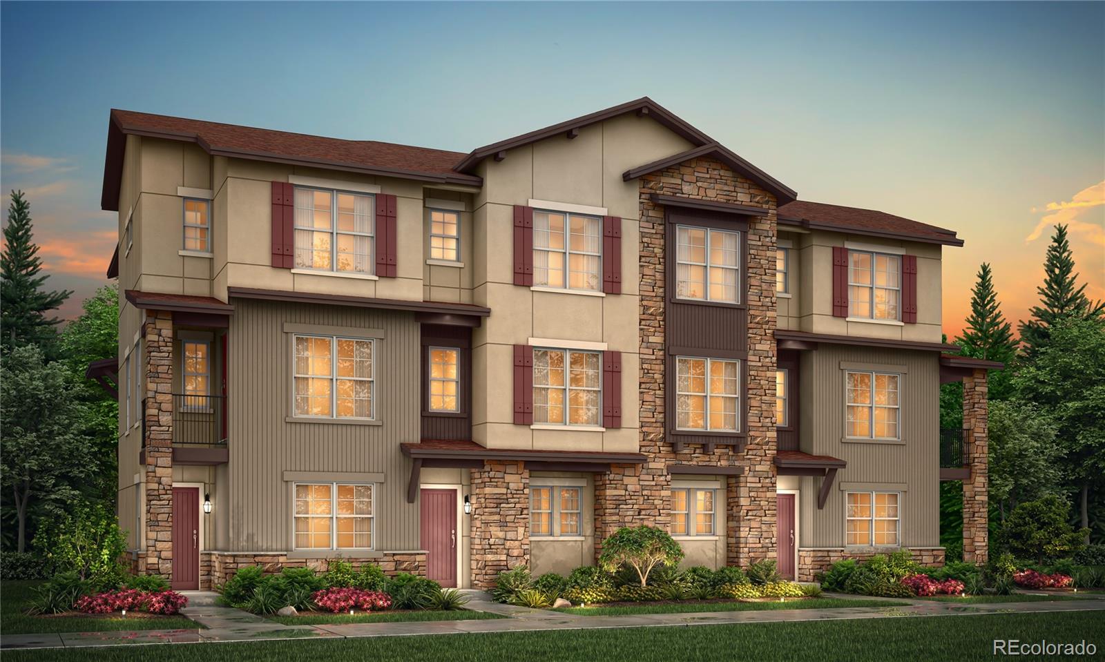 8430 Donati Terrace, Unit B Highlands Ranch, CO 80129 - Photo 1 of 4 a front view of a residential apartment building with a yard