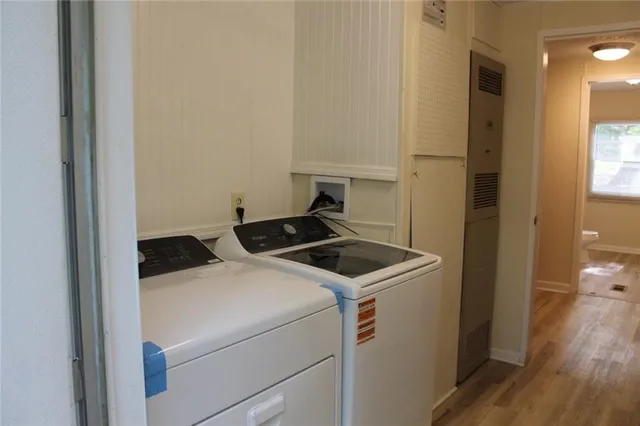 a view of entryway with wooden floor