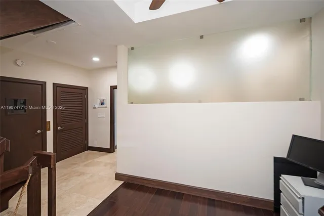 a view of a garden with a fountain