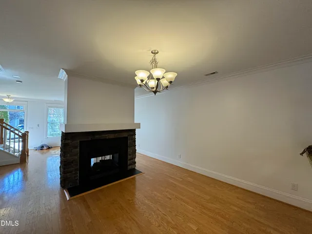 a living room with a fireplace