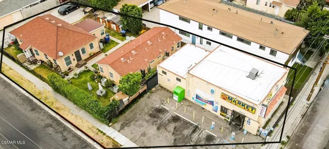 an aerial view of a house