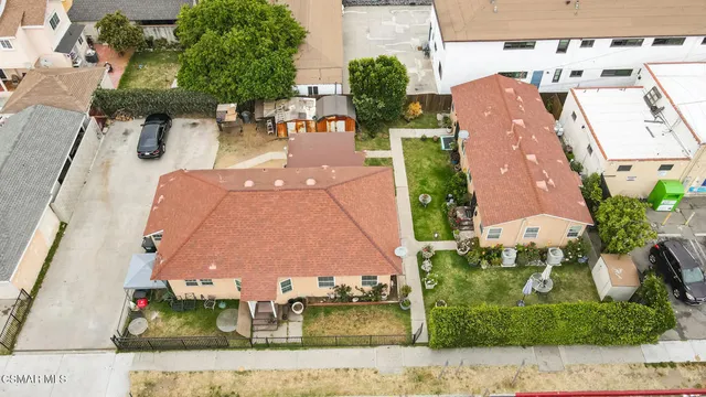 an aerial view of a house
