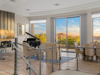 a building outdoor space with patio furniture