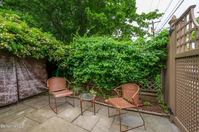 a outdoor view with a seating space