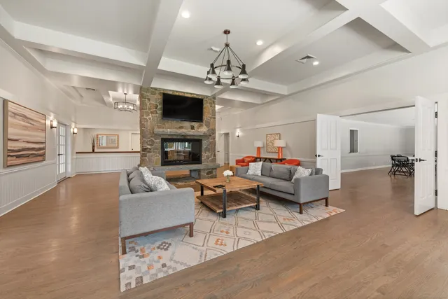 a view of a swimming pool and outdoor space