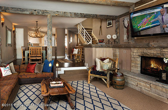 381 Ridge Road, Unit B3 Snowmass Village, CO 81615 - Photo 3 of 18 a living room with furniture a flat screen tv and a fireplace