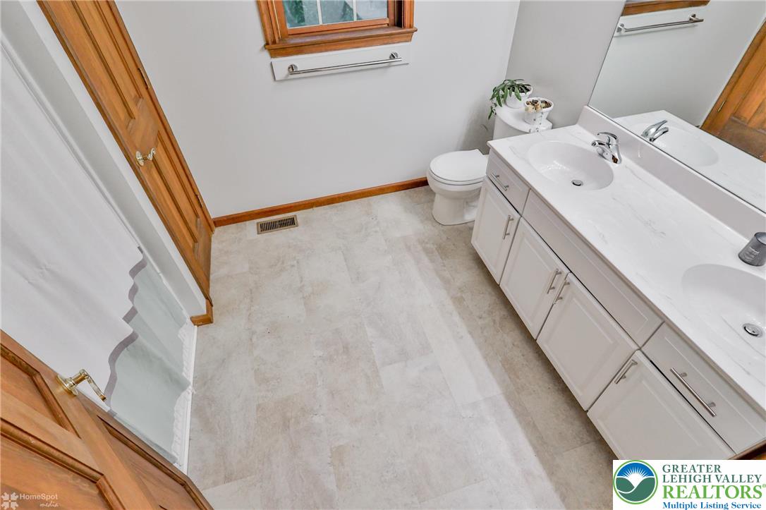 366 Winter Springs Road Nazareth, PA 18064 - Photo 59 of 96 a bathroom with a sink and mirror with toilet