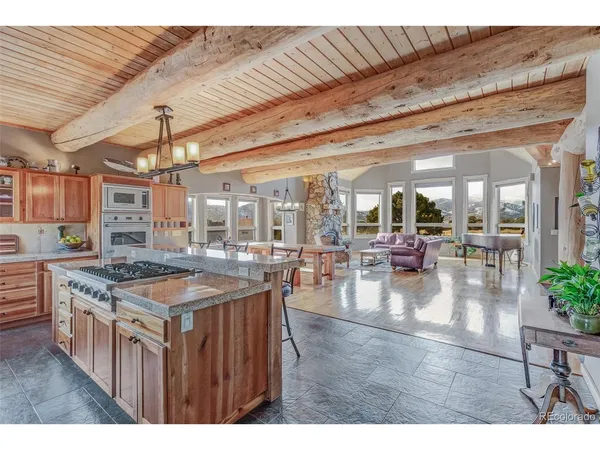 a kitchen with lots of counter top space