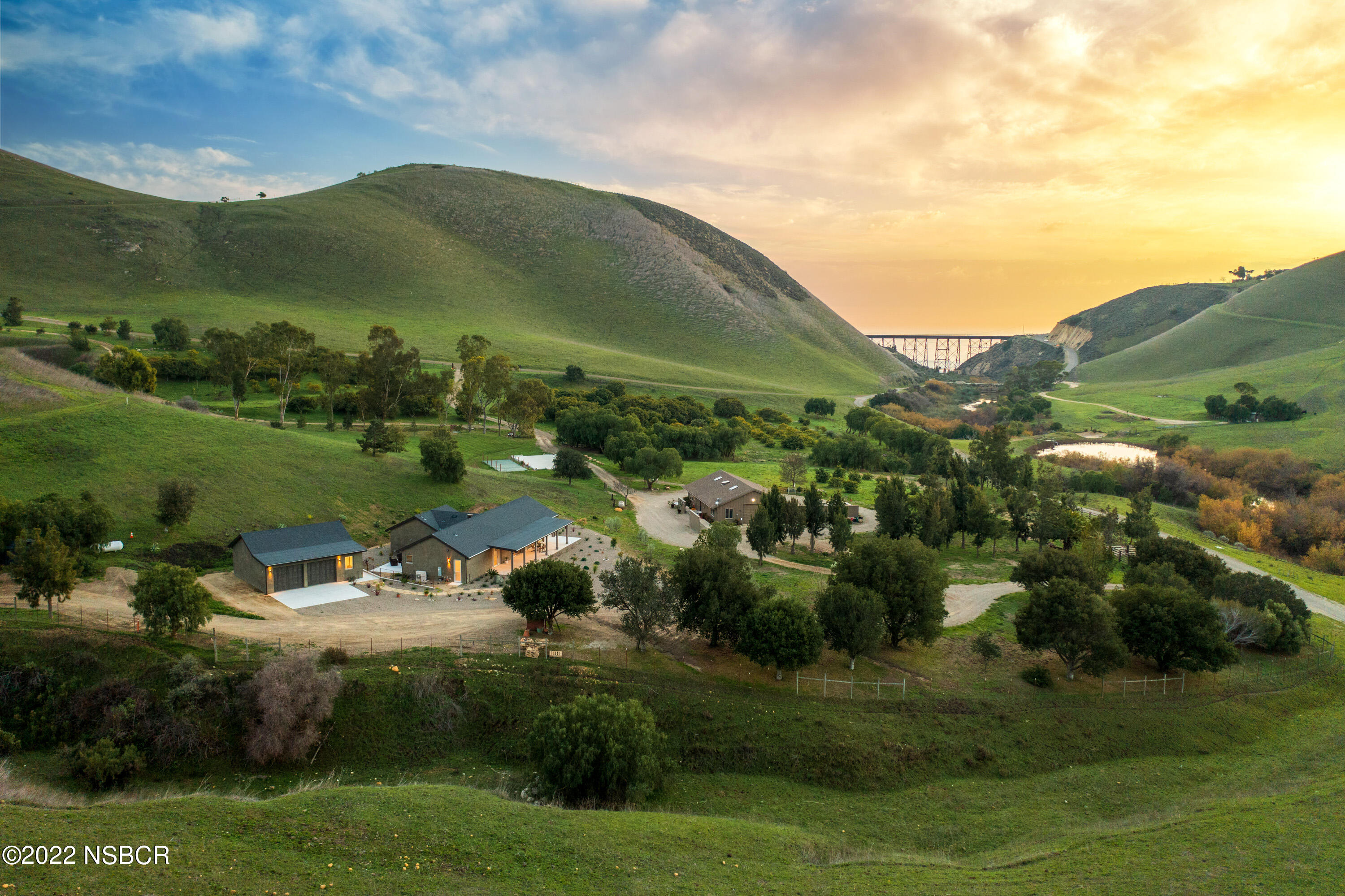 a view of a town with residential houses