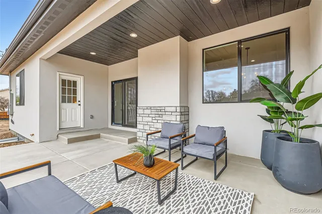 a outdoor living space with furniture