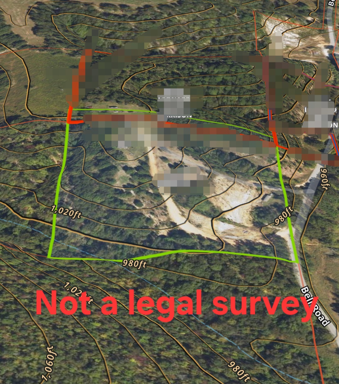 86048 South 4735 Road Stilwell, OK 74960 - Photo 63 of 66 Property Boundary Map. Depicting the property outline and surrounding topographical features with a disclaimer that it is not a legal survey