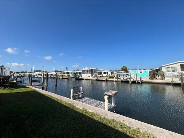 a view of a lake with houses