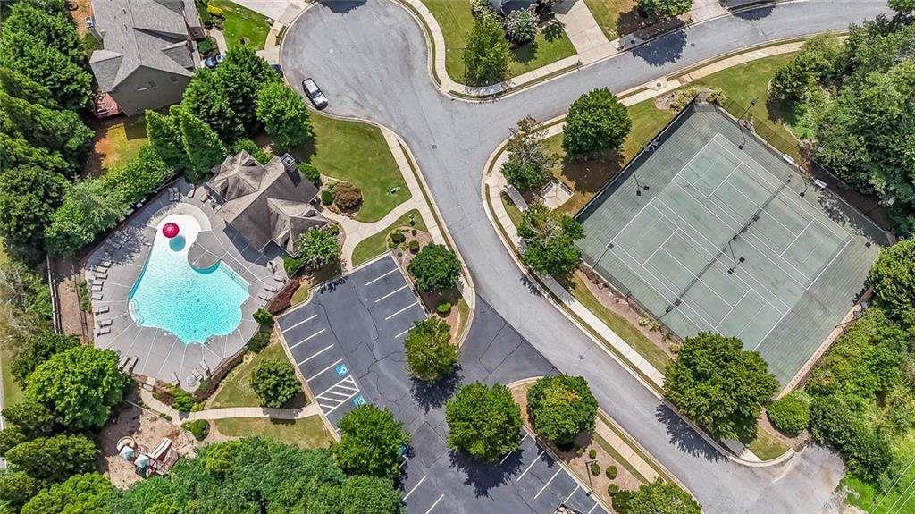 821 Tramore Road Acworth, GA 30102 - Photo 35 of 36 an aerial view of residential house with outdoor space and swimming pool