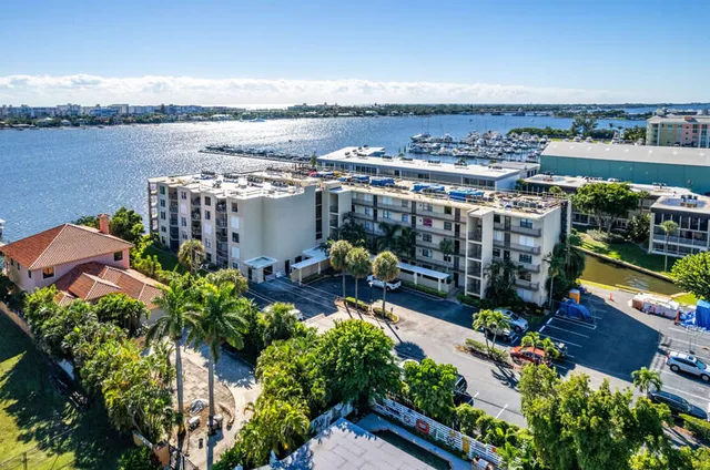 a view of a city and ocean view