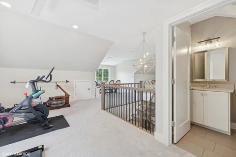 a view of a room with gym equipment