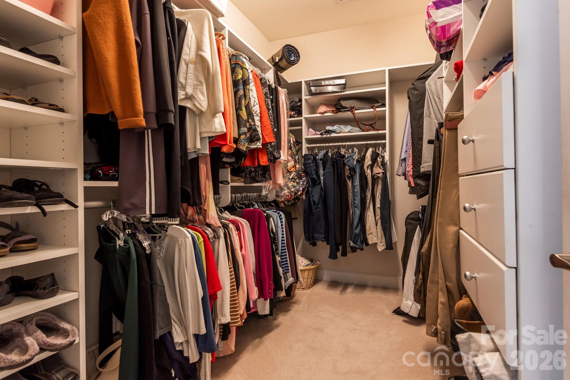 8124 Oratorio Place Charlotte, NC 28270 - Photo 19 of 38 a view of walk in closet with clothes and shoes