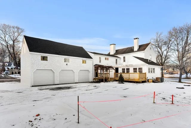 a view of a building in the snow