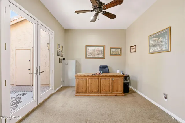 a view of a lake with a yard