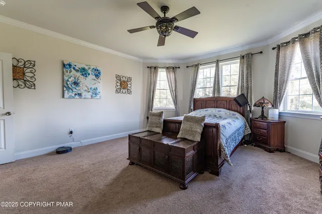 a spacious bathroom with a double vanity sink and a mirror