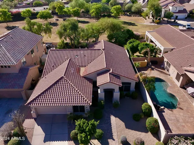 an aerial view of a house