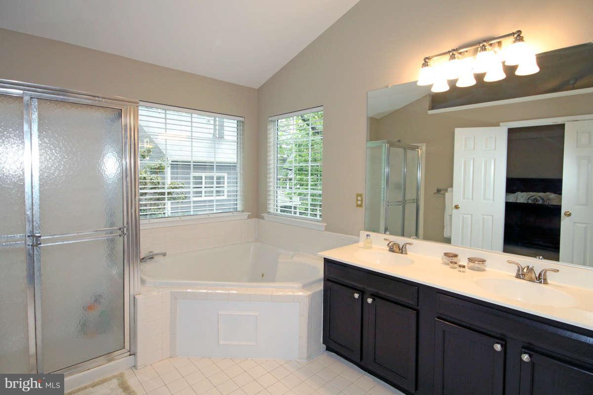 9801 Cresence Way Fairfax, VA 22032 - Photo 17 of 30 a bathroom with a tub a sink double vanity and a mirror