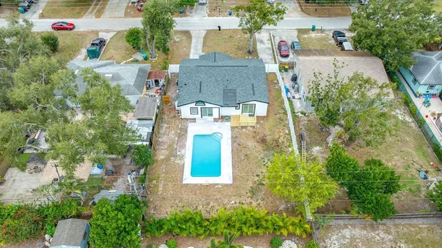 an aerial view of a house