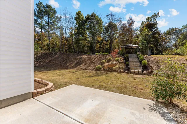 a view of a yard with trees