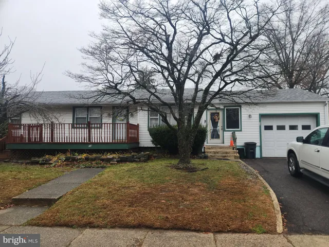 a view of a house with a large tree in front of it