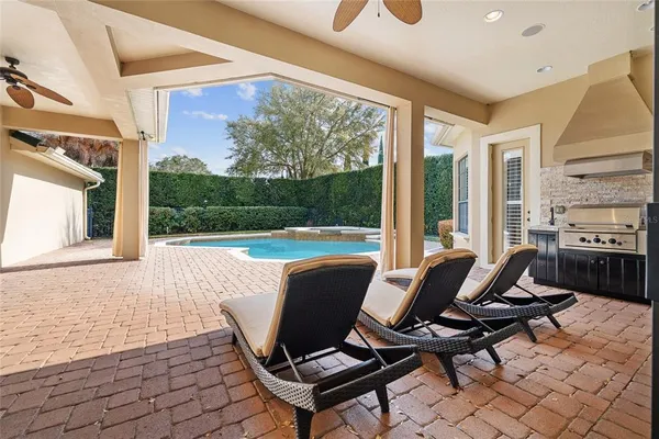 a view of outdoor space with seating area