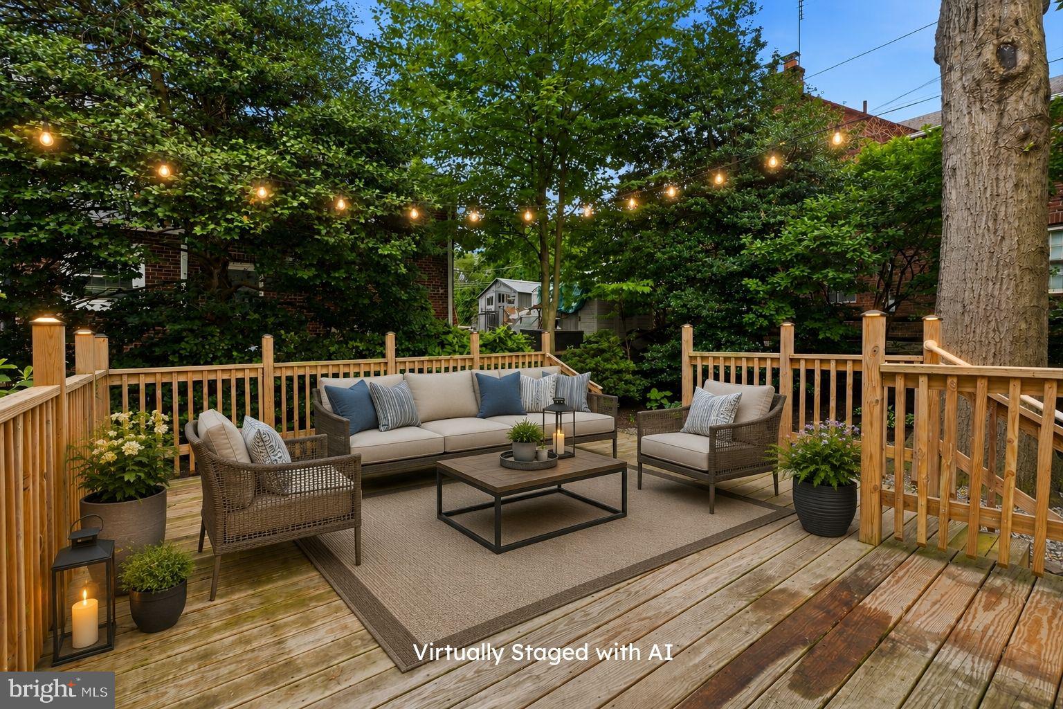 404 Old Farm Road Wyncote, PA 19095 - Photo 30 of 41 Charming outdoor retreat with lights.