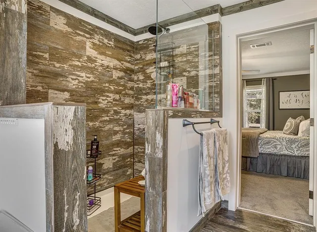 a bathroom with a shower