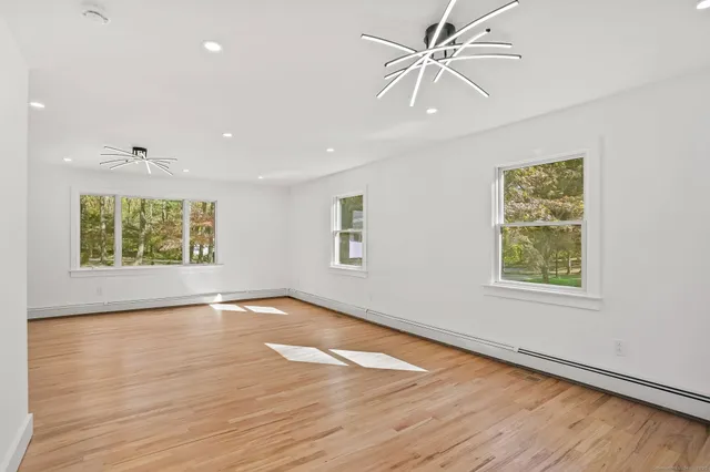 an empty room with windows